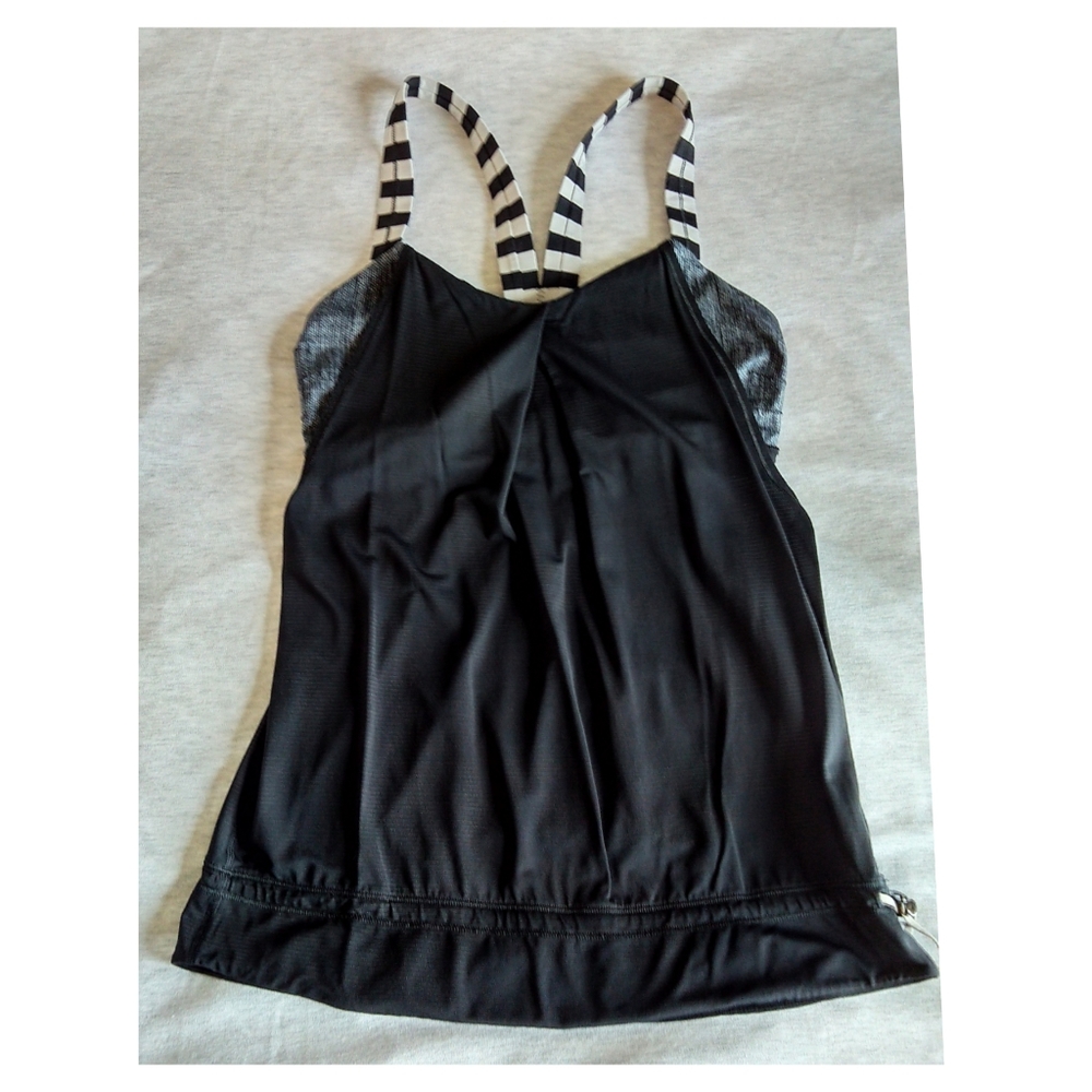 Lululemon Rest Less Tank-Burlap Texture Black Dune/Apex Stripe Black Dune - Picture 2 of 11